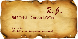 Réthi Jeremiás névjegykártya